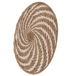 Wall decor round Hm7830,01 spiral shape-segrast in white and natural D61x3cm