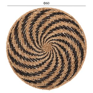 Wall decor round Hm7830,02 spiral shape-segrast in black and natural D61x3cm