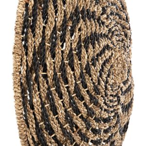 Wall decor round Hm7830,02 spiral shape-segrast in black and natural D61x3cm