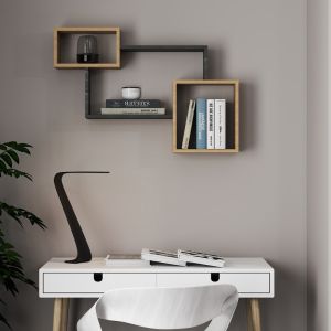 Стенен рафт Beldra в естествен и мраморен цвят 84x15x57.8 см