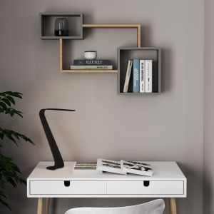 Стенен рафт Beldra в натурален циментово-сив цвят 84x15x57.8 см