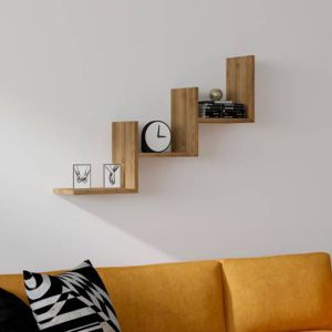 Стенен рафт Mauer в цвят орех 90x19,6x60см