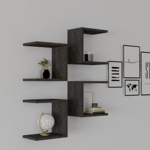 Стенен рафт Perari 4бр. в нюанс тъмен орех 30x19.6x30cm