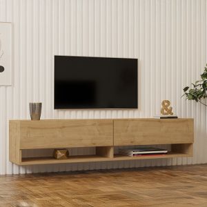 Melosa wall TV cabinet in oak shade 141x30x31cm