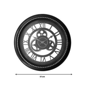 Ferm wall clock in antique black and gold tone D61x6cm