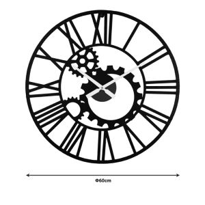 Wall clock Grana metal in black shade 60x3x60cm