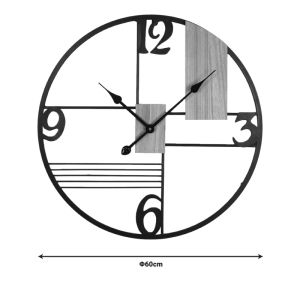 Wall clock quarta metal in black shade 60x2.5x60cm