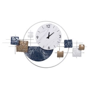 Wall clock metal in white with black hands and numbers 92x51cm Hm4209