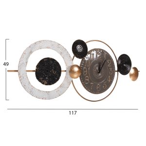 Wall clock metal in gray with black hands and gold numbers 117x49cm Hm4198