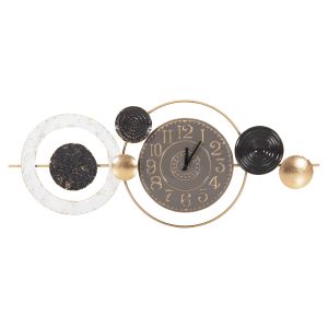 Wall clock metal in gray with black hands and gold numbers 117x49cm Hm4198