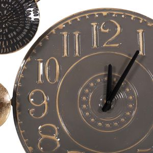 Wall clock metal in gray with black hands and gold numbers 117x49cm Hm4198