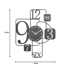 Wall clock tetra metal in black shade 51x3x61cm