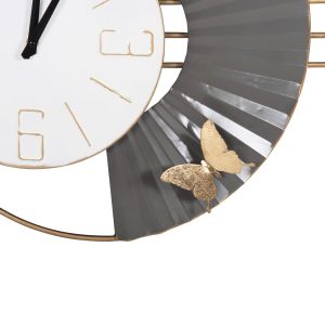 Wall clock, metal in white with black hands 116x7x50.5cm (hm4212)