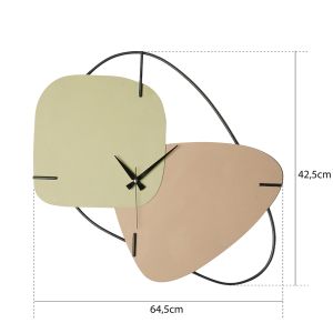 Wall clock, metal in light green and light brown 64.5x42.5cm (hm4328)