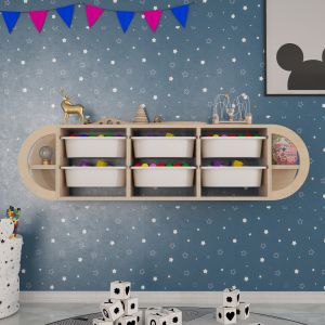 Стенен шкаф Kiks Hm18228,03 бреза и 6 бели п,е, чекмеджета 126x26x33hcm