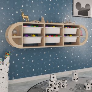 Стенен шкаф Kiks Hm18228,03 бреза и 6 бели п,е, чекмеджета 126x26x33hcm
