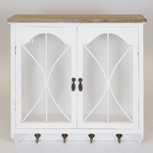 Стенен шкаф, дърво антично, бяло, 2 врати, 59,5x17,5x60см