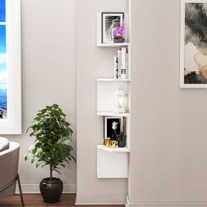 Стенна бяла етажерка 29,5x29,5x155cm