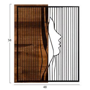Стенна декорация дамски профил Hm4801-метал в черно дърво 48x3 (дебелина)x58hсм.
