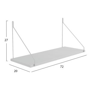 Wall shelf Agilan Hm9183,15 made of melamine white/white metal 72x20x27hcm