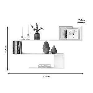 Wall shelf Belinda white 120x14.5x71.4cm