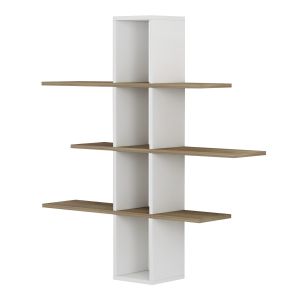 Wall shelf Dominic Hm8976,11 made of melamine, white/natural color 96x19.5x101hcm