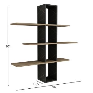 Wall shelf Dominic Hm8976,13 made of melamine natural color/black marble 96x19.5x101hcm