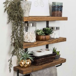Suny wall shelf with solid wood tops 75x9x68cm