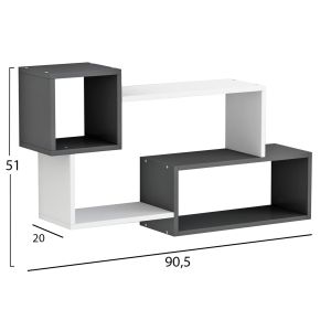 Wall shelf Tanner Hm8948.12 made of melamine, white/gray color 90.5x20x51hcm
