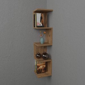 Wall shelf Zigzag made of melamine, oak color 25x25x109cm