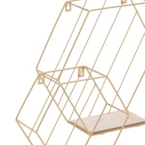 Стенни етажерки сет 3бр Inlo Inart със златна метална рамка 34x11x30cm