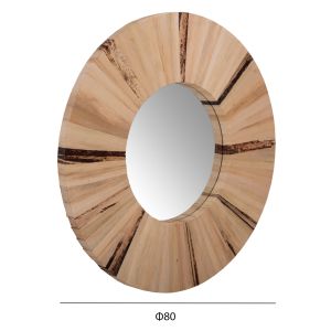 Wall mirror Hm7838 with palm leaf frame in natural color D80x4cm