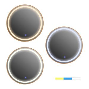 Wall mirror Hm9580,30 with aluminum frame gold with Led lights D60x3cm