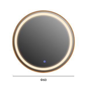 Wall mirror Hm9580,30 with aluminum frame gold with Led lights D60x3cm