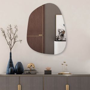 Wall mirror Irregular abstract drop shape made of Mdf and glass 46x1x60cm