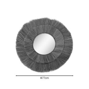 Krava Inart wall mirror with natural grass frame D77x3cm