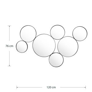 Wall mirror Sowel circles black metal frame 120x2x76cm