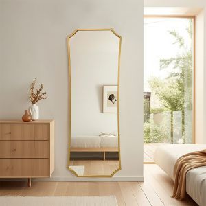 Wall mirror Torfu golden metal frame 56x2x165cm