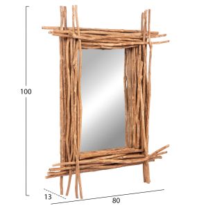Wall mirror Twigger Hm4442 wood in natural color 80x15x100cm.