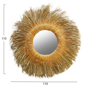 Wall mirror round in natural gold color Hm7743