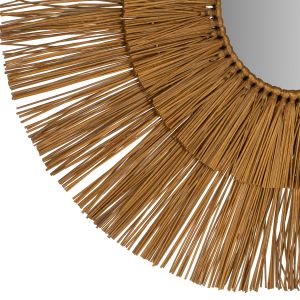 Wall mirror circle made of tropical reed mendong in gold color Hm7801