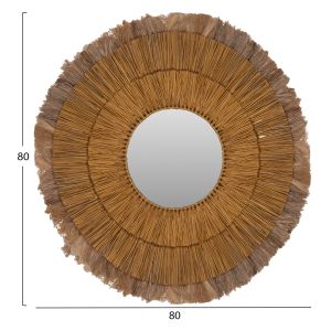 Round wall mirror natural and gold Hm7797