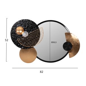 Wall mirror metal in black and gold 82x8x52hcm Hm4211