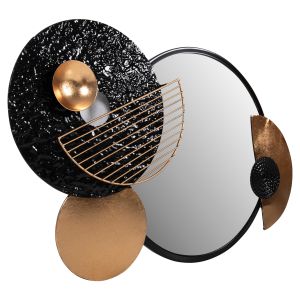 Wall mirror metal in black and gold 82x8x52hcm Hm4211