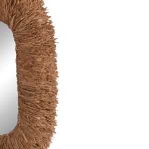 Oval-shaped wall mirror Hm4711 sisal fiber frame in natural color 95x60x15 (detent) cm.