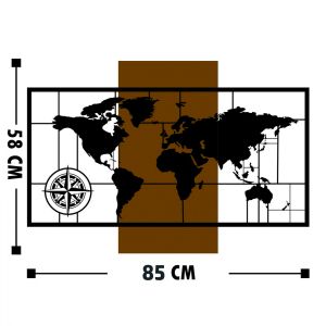 Wall panel metal and wood world map Hm7223