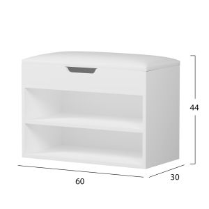 Shoe rack with seating Romir melamine white-white Pu seat 60x30x44cm Hm2477,03