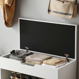 Shoe rack with seating Romir melamine white-white Pu seat 60x30x44cm Hm2477,03