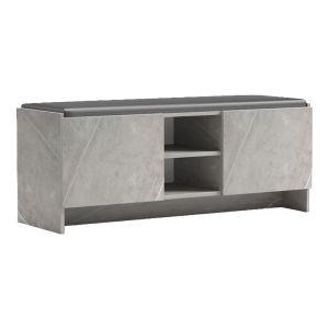 SHOE STAND-STOOL ZULLA GREY-BEIGE MARBLE EFFECT-BLACK 110X37X43CM