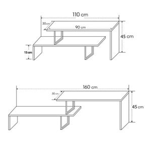 Стойка за тв Lilant меламин в сив цвят и черен метален крак 160x30x45см